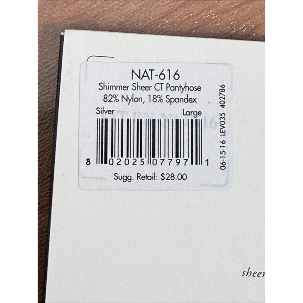 Natori Shimmer Sheer Hosiery Tights in Silver L NWT